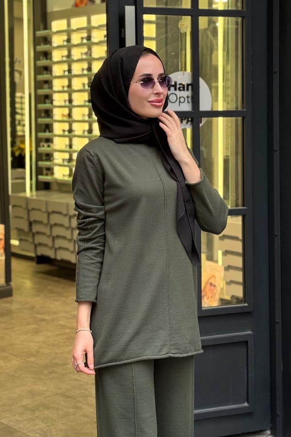 QOOQ 2Lİ Triko Takım 27FW210 Haki