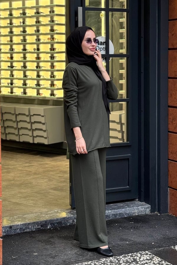 QOOQ 2Lİ Triko Takım 27FW210 Haki