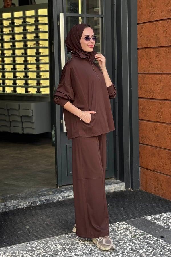 QOOQ Nakışlı Takım 27FW228 Kahve