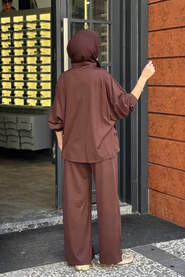 QOOQ Nakışlı Takım 27FW228 Kahve