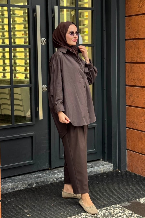QOOQ Pamuk Gömlek 27FW216 Kahve