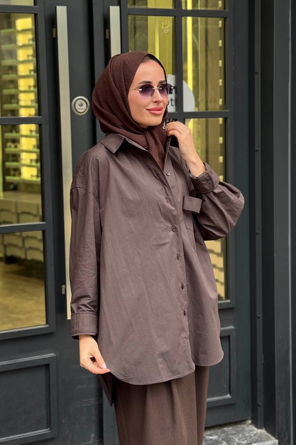 QOOQ Pamuk Gömlek 27FW216 Kahve