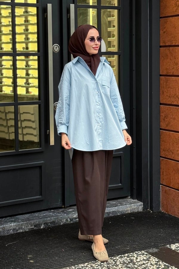 QOOQ Pamuk Gömlek 27FW216 Mavi