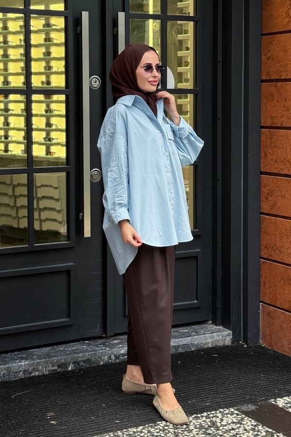 QOOQ Pamuk Gömlek 27FW216 Mavi