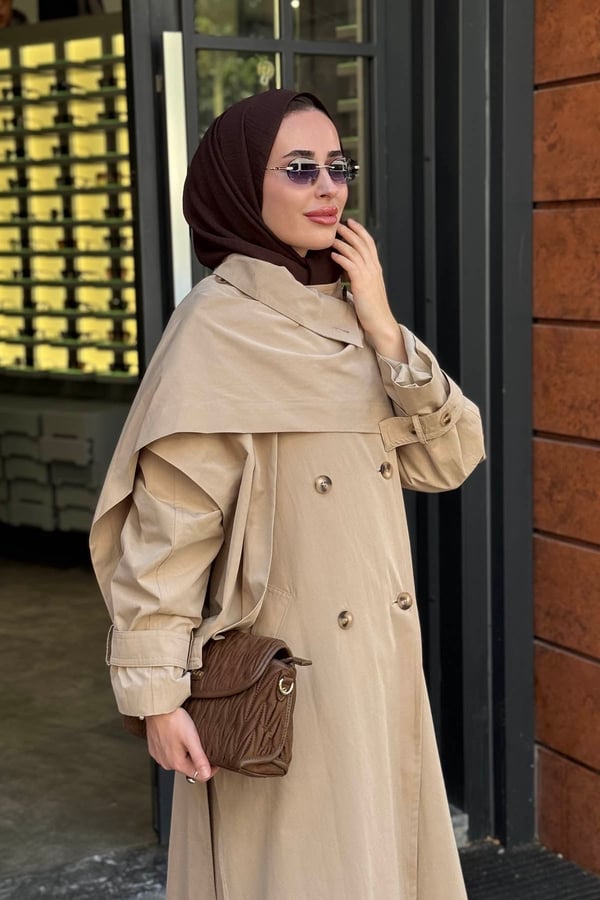 QOOQ Şal Detay Trenç 27FW622 Bej