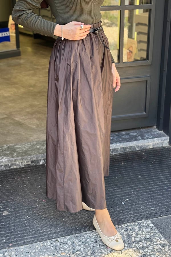 QOOQ Tafta Etek 27FW504 Kahve