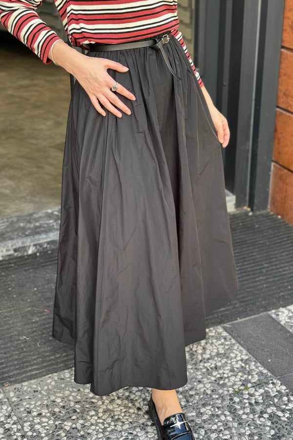 QOOQ Tafta Etek 27FW504 Siyah