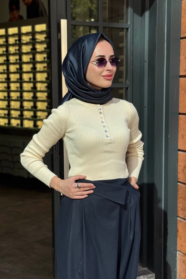 QOOQ Triko Bluz 27FW229 Ekru