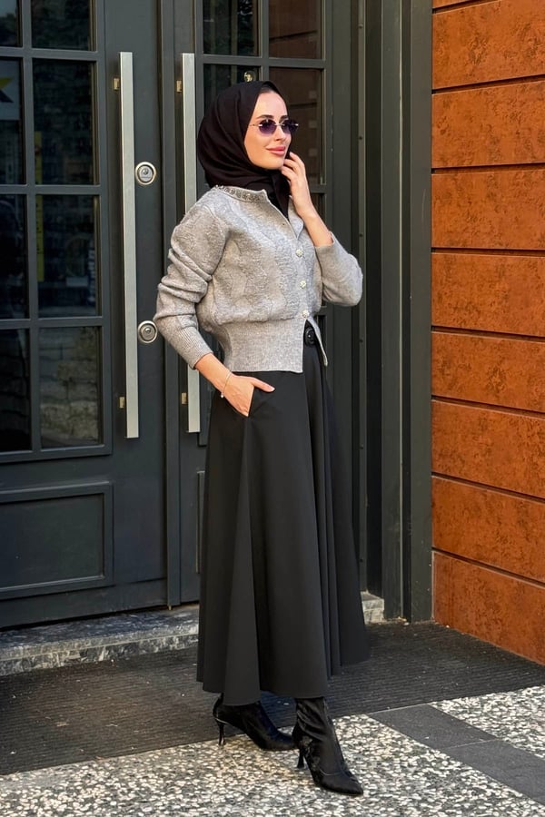Seçil Triko Hırka 10002621710033 Gri