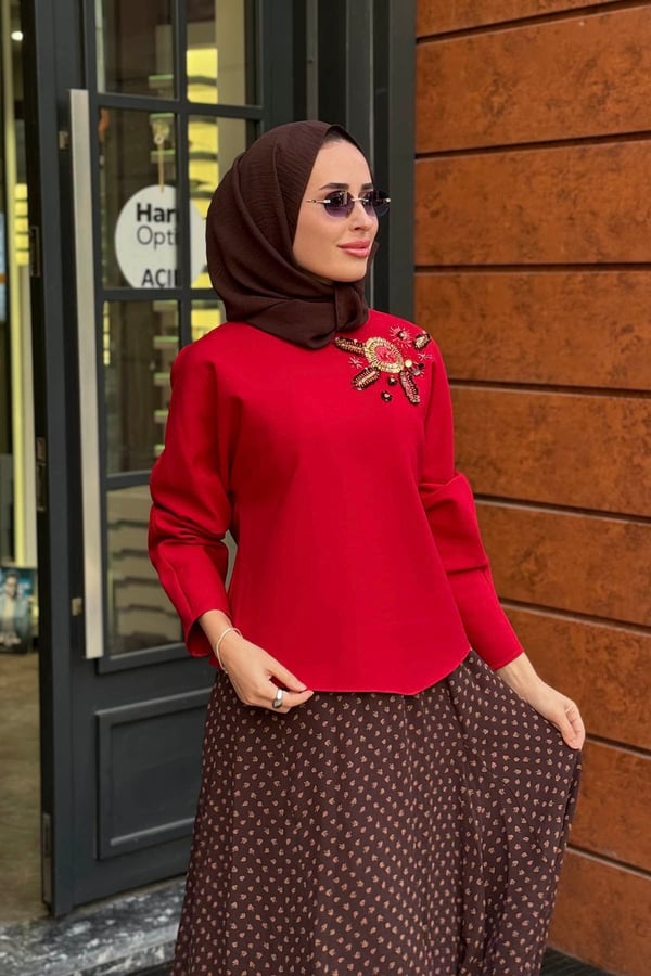 venöve Lydia Sweat 27FWSWE0006 Kırmızı