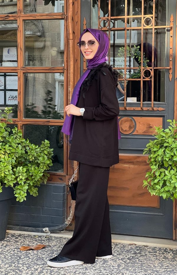 Yeşim Özcan Pantolonlu Takım 123K14018 Siyah