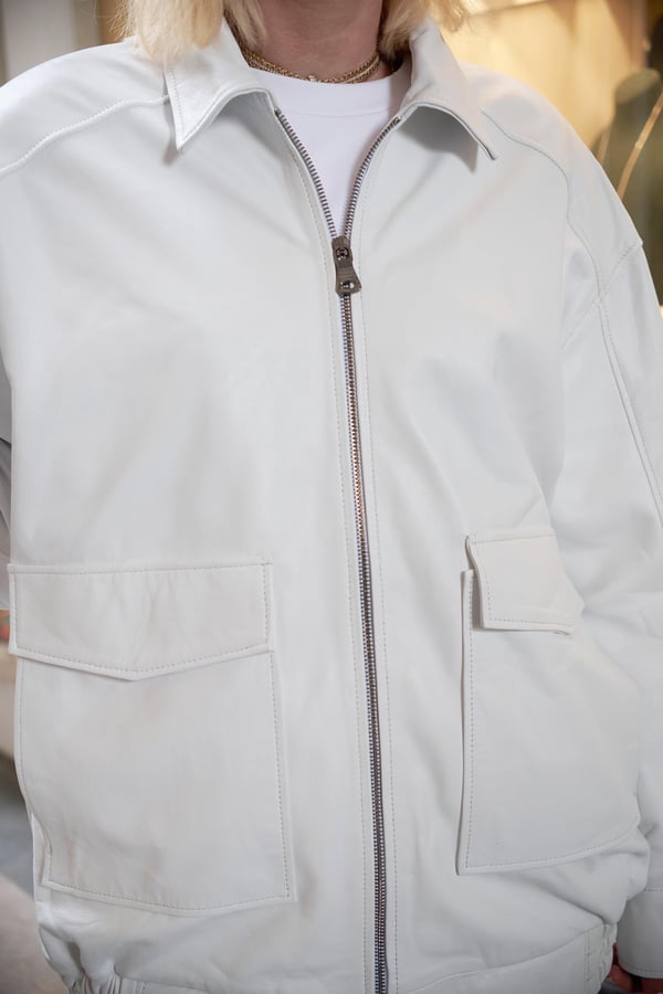 BEYAZ DERİ CEKET S-171