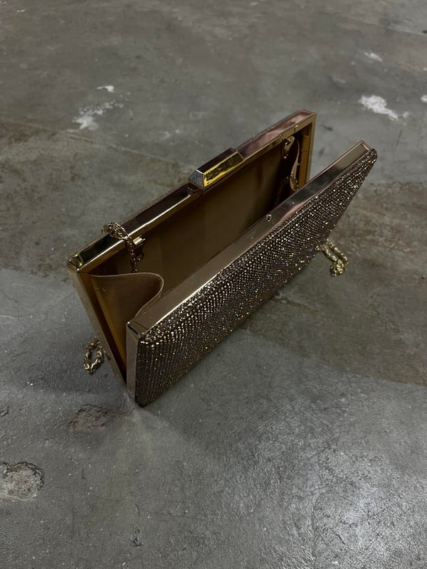BRONZ TAŞLI CLUTCH ÇANTA