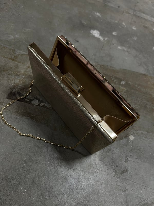 BRONZ TAŞLI CLUTCH ÇANTA