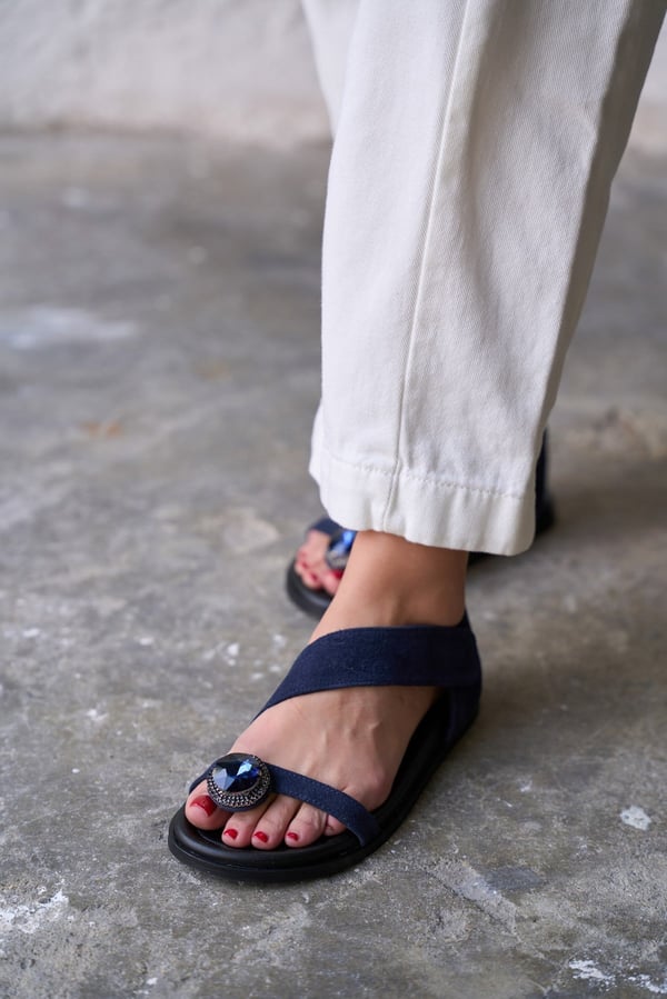 LİNK LACİVERT SÜET SANDALET