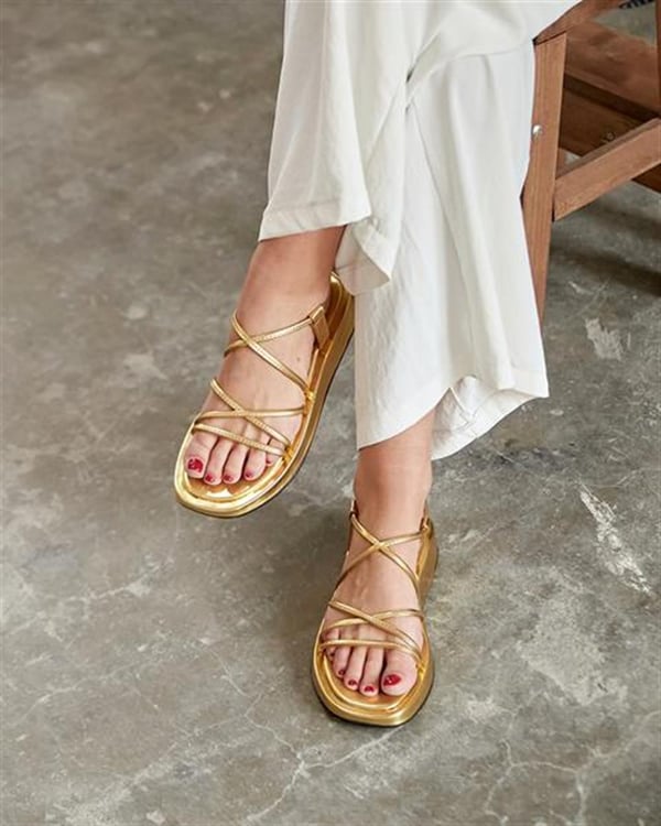 LULU GOLD MAT SANDALET
