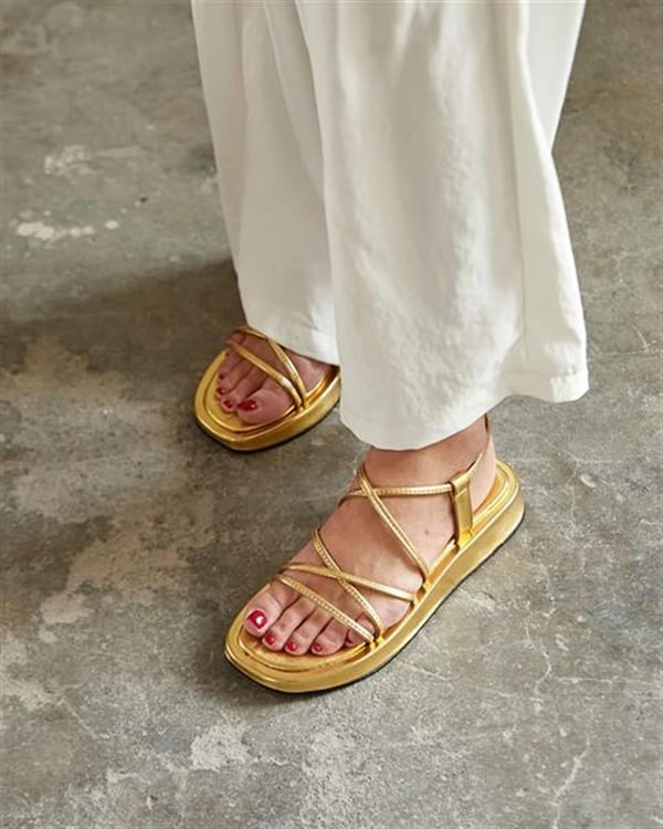 LULU GOLD MAT SANDALET