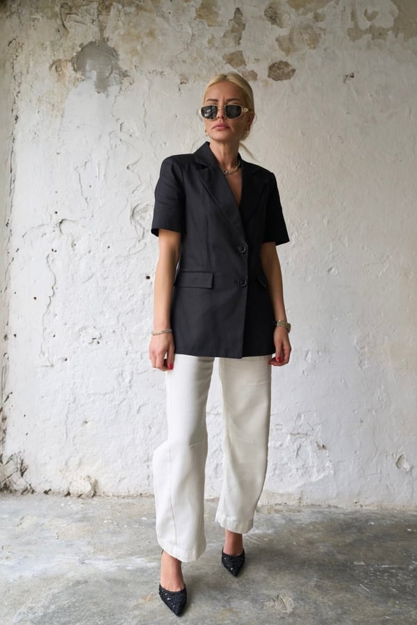 MAP SİYAH KISA KOL BLAZER CEKET