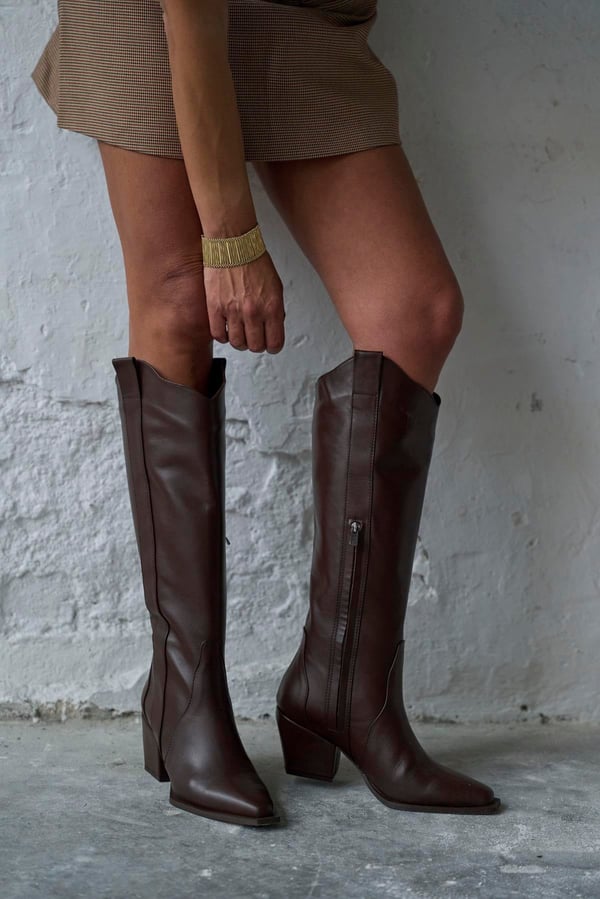 OJO KAHVE DERİ KOVBOY ÇİZME