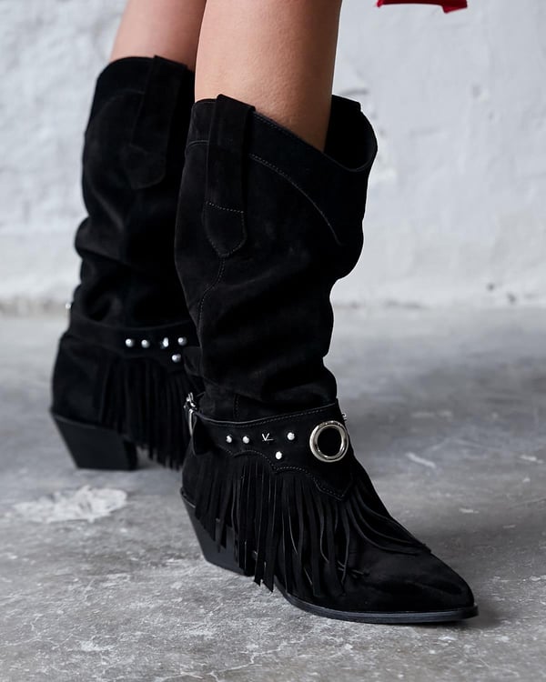 REYNA SİYAH SÜET KOVBOY ÇİZME