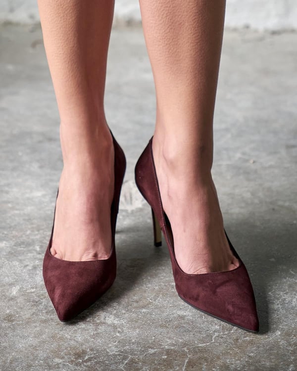 SİSTA 8 CM BORDO SÜET STİLETTO