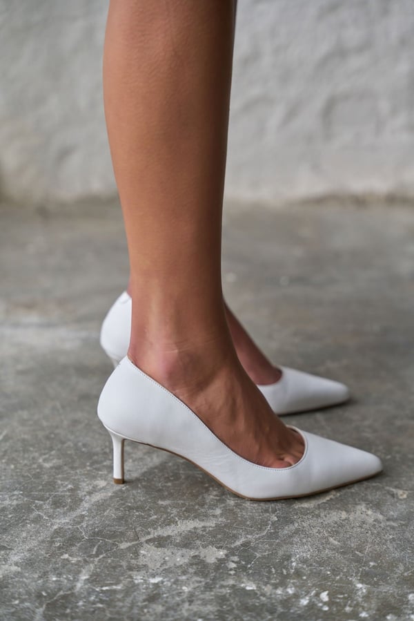 SİTY 5 CM BEYAZ DERİ STİLETTO