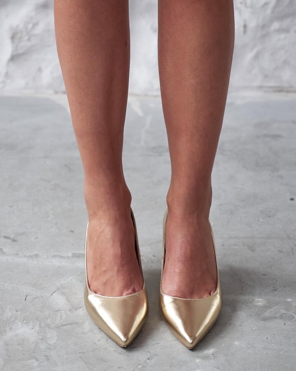 SİTY 5 CM GOLD DERİ STİLETTO