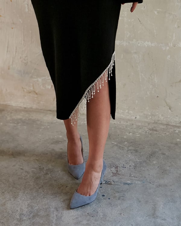SİTY 8 CM GRİ SÜET STİLETTO