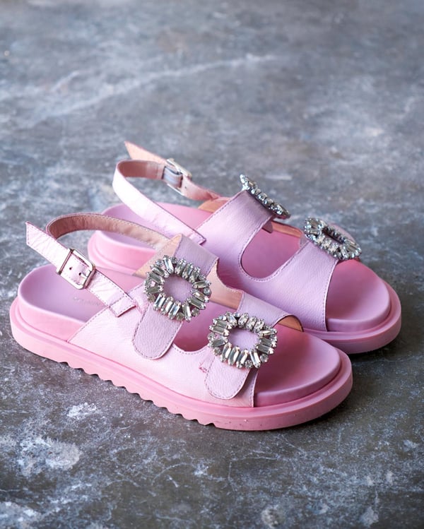 TEMP PEMBE RUGAN TAŞLI SANDALET
