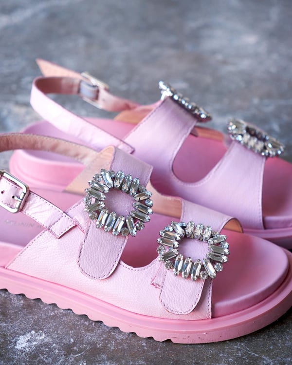 TEMP PEMBE RUGAN TAŞLI SANDALET