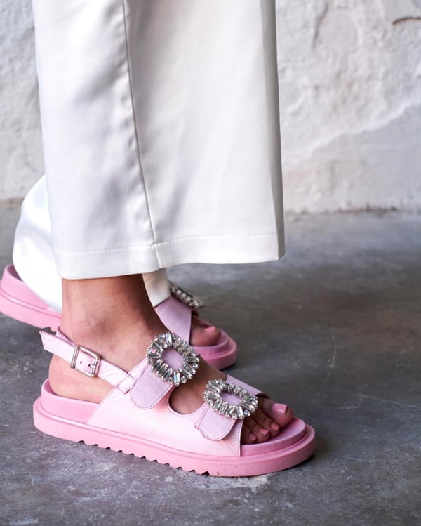 TEMP PEMBE RUGAN TAŞLI SANDALET