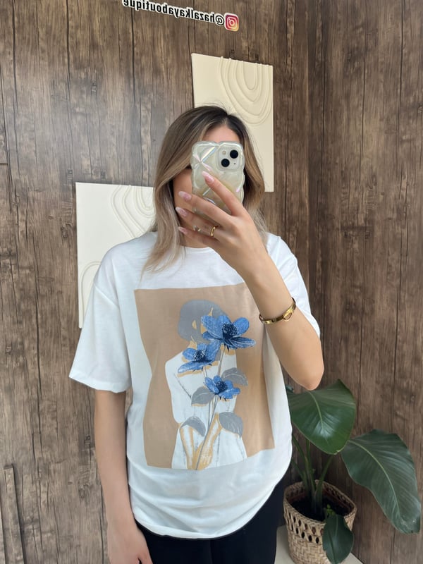 Baskılı Basic Tshirt Beyaz