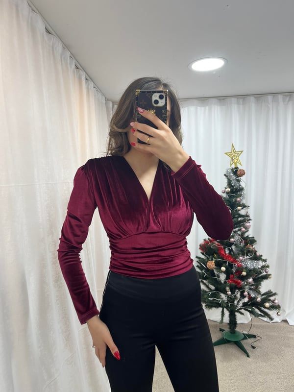 KADİFE BLUZ BORDO