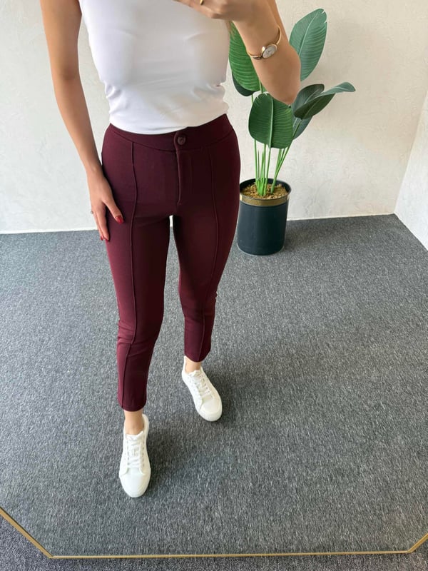 Krep Fit Pantolon Bordo - 1068