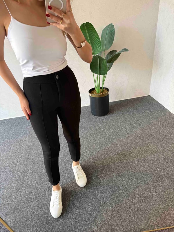 Krep Fit Pantolon Siyah - 1068