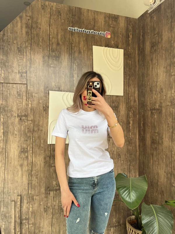 Orj Taş İşleme Tshirt Beyaz