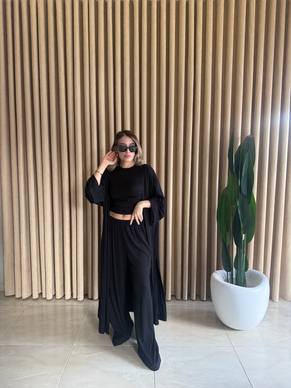 Üçü Kimono Takım Siyah - 1135