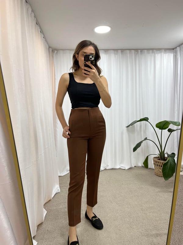 ZARA MODEL PANTOLON ACI KAHVE