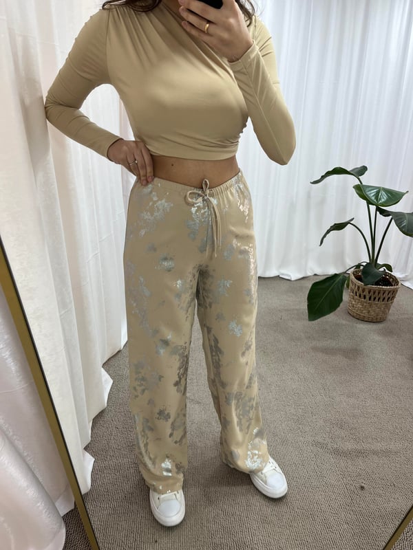 ZARA MODEL VARAKLI PANTOLON KREM