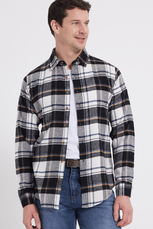 Erkek Slim Fit Dar Kesim Kareli Kışlık Oduncu Gömlek - Tudors 1 Alana 1 Bedava