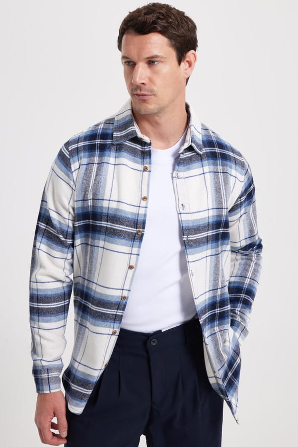 Erkek Slim Fit Dar Kesim Kareli Kışlık Oduncu Gömlek - Oduncu Gömleklerde - 1 Alana 1 Bedava