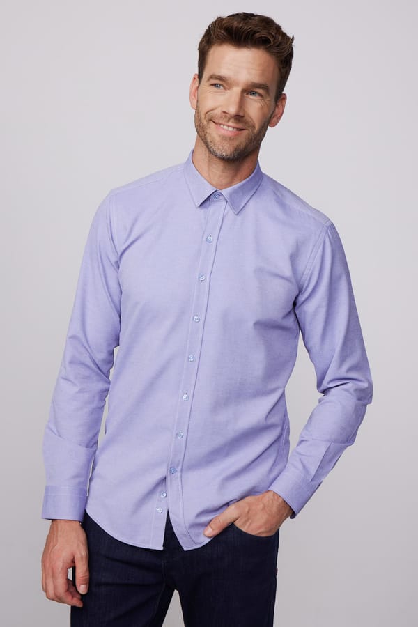 Modern Slim Fit Pamuklu Kolay Ütülenebilir Armürlü Erkek Gömlek - 4 Mevsim Gömleklerde - 1 Alana 1 Bedava