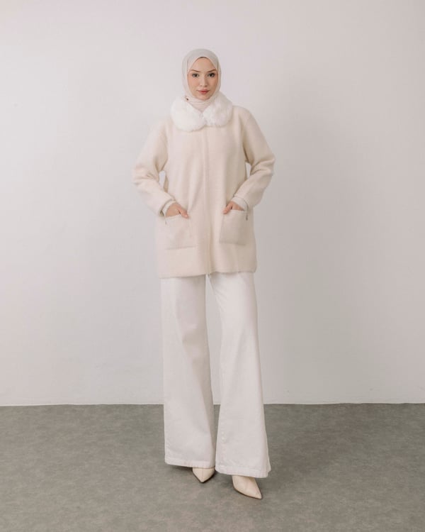 Angora Cepli Krem Ceket