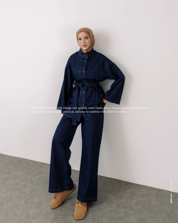 Ceketli Lacivert Denim Takım