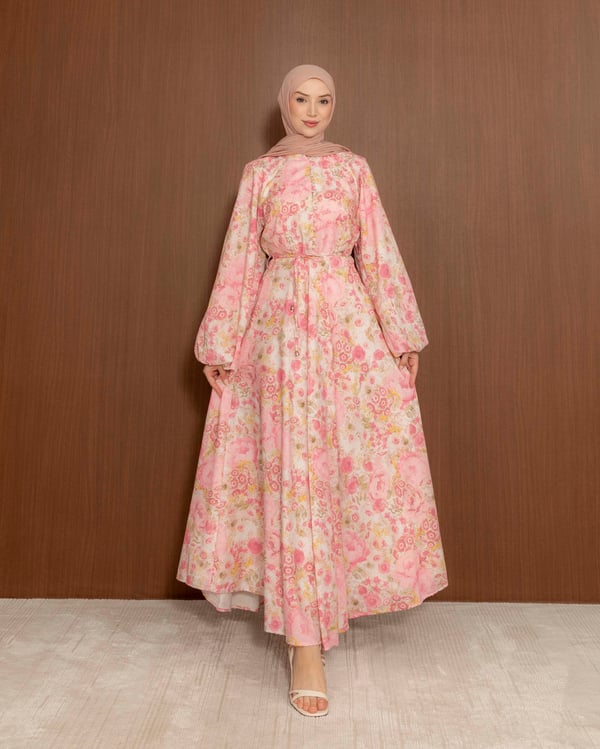 Desenli Pembe Elbise