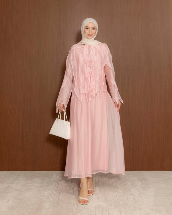 Fırfır Detaylı Pembe Takım