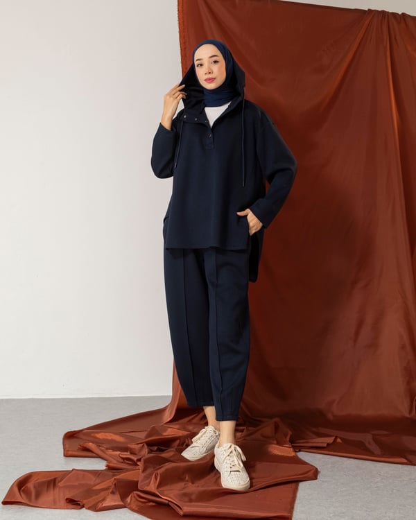 Kapşonlu Sweat Pantolon Lacivert Takım