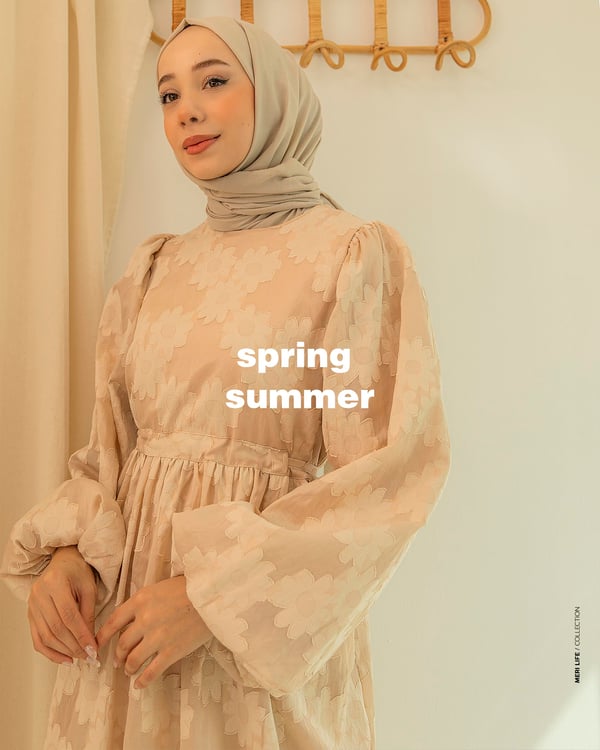 Oversize Beli Tünelli Bej Elbise