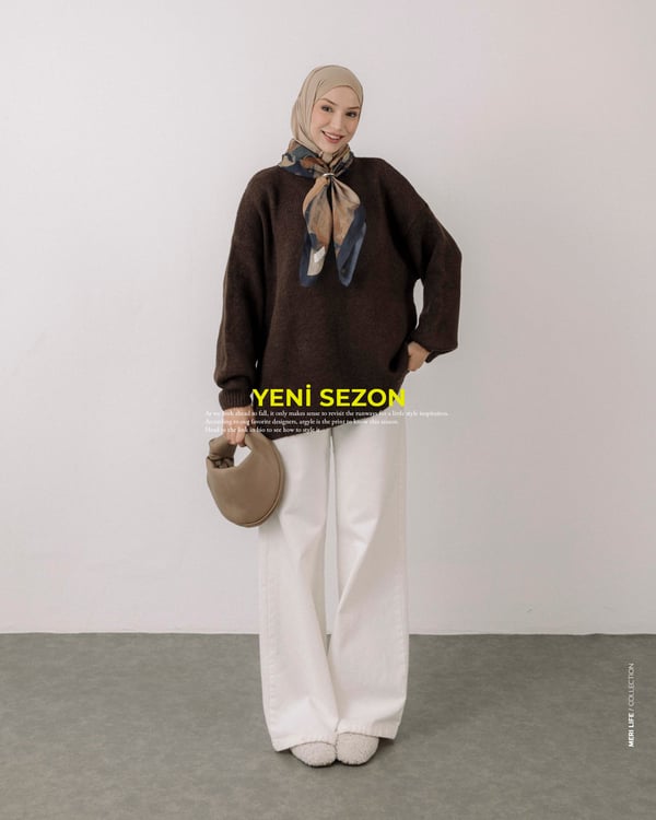 Oversize Kahve Triko Kazak