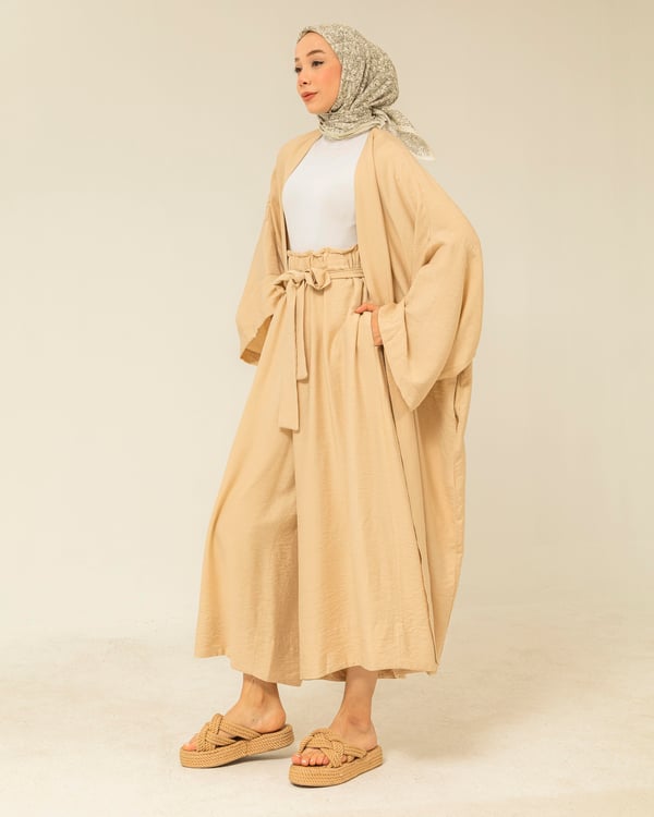 Oversize Kap Pantolon Krem Takım